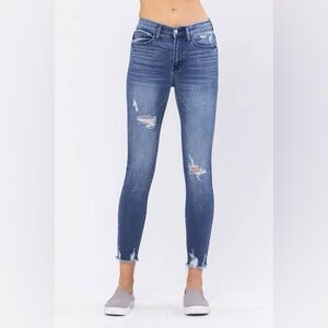 Judy Blue Distressed Blue Skinny Jeans
